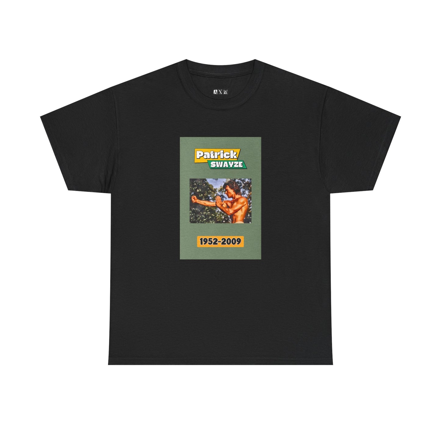 Patrick Swayze unisex heavyweight tee shirt which captures raw strength and timeless charisma. Bold, iconic, and unforgettable, it’s more than a tee shirt—it’s a tribute to one of the most popular actors of the 1980’s.