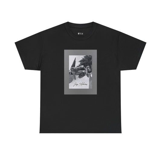 Jay Adams unisex heavyweight tee shirt. Wear a piece of skateboarding history featuring one of the Dogtown pioneers. Own a one of a kind tribute to one of the best skaters of our time.