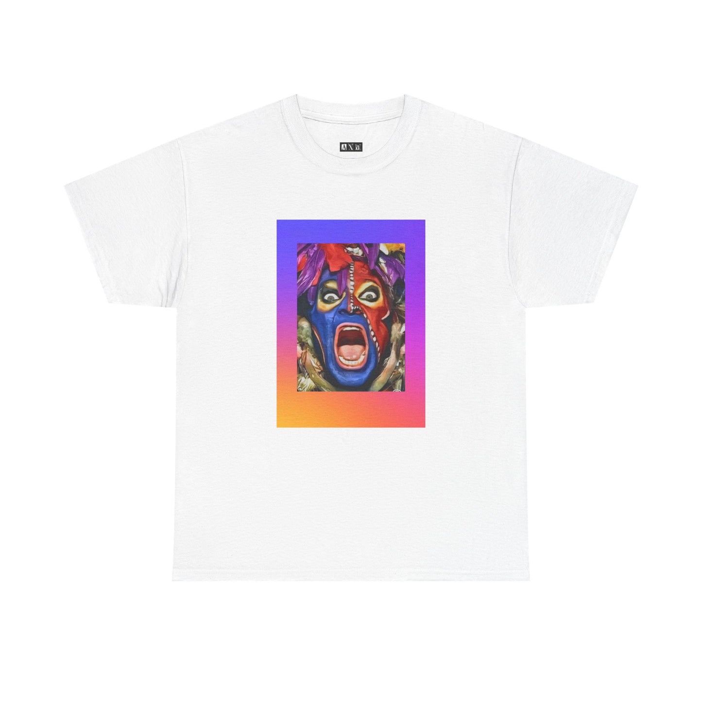 David Lee Roth unisex heavyweight tee shirt featuring the war paint and head dress from the “Eat ‘Em and Smile” album cover. It’s Rock ‘N Roll chaos, immortalized in fabric.