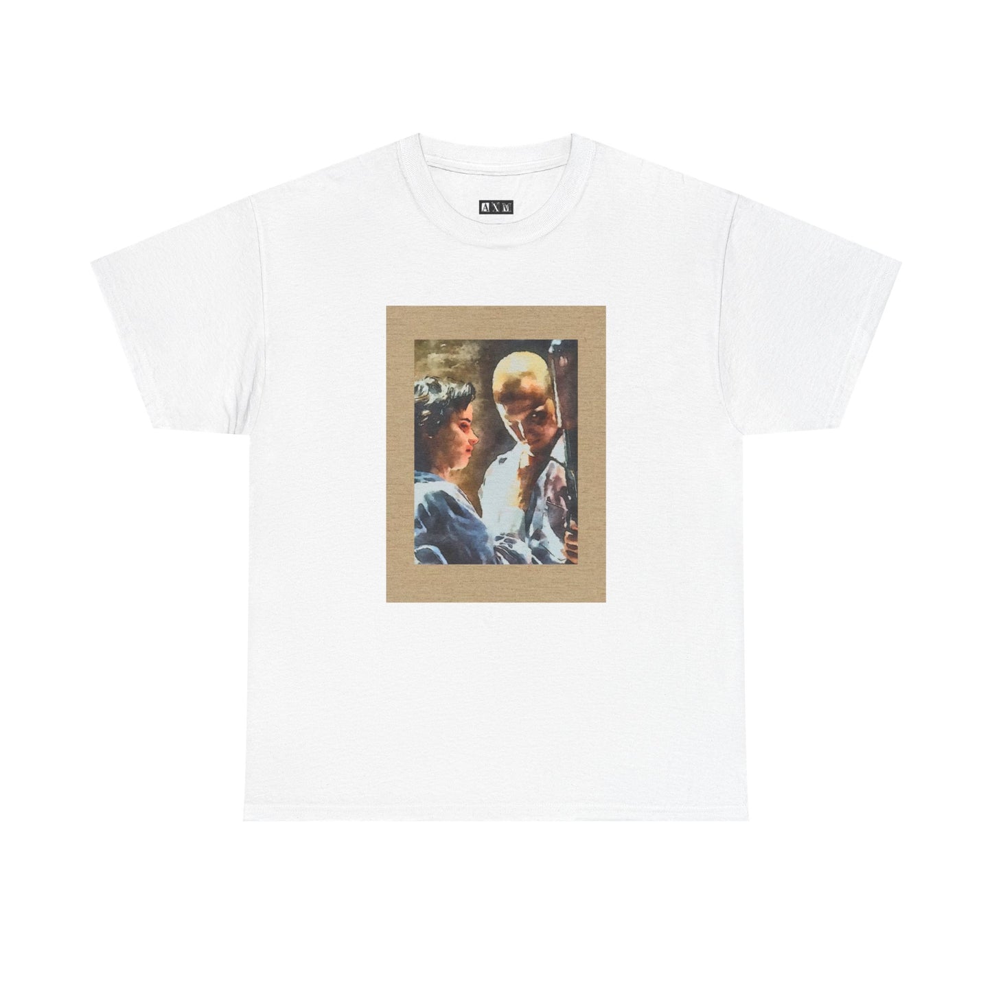 Woody Harrelson and Juliet Lewis black unisex heavyweight tee shirt featuring “Mickey & Mallory” from “Natural Born Killers .” A haunting ode to rebellion, love, and chaos—wear the drama, embody the mayhem.